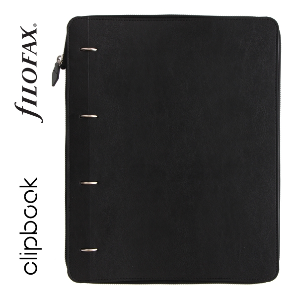 Fekete A4 Zip Filofax Clipbook