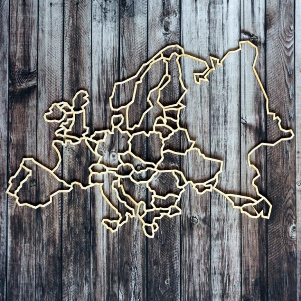 Európa térkép chipboard karton díszítőelem