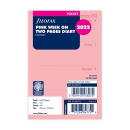 2022 Pocket Filofax heti naptárbetét 1 hét / 2 oldal Pink