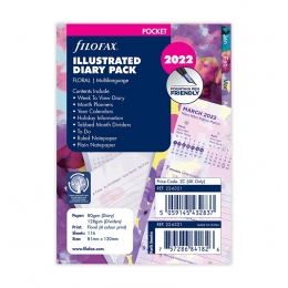 2022 Pocket Floral színes Filofax naptárbetét + pótlapcsomag Illustrated
