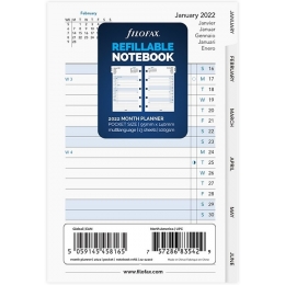 2020 Pocket havi naptárbetét fehér lapos angol | Filofax Notebook