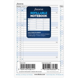 2022 Pocket éves Notebook naptárbetét fehér lapos angol | Filofax