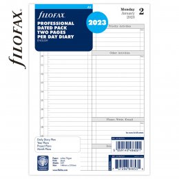 2023 A5 Time Management napi naptárbetét 1 nap/2 oldal fehér lapos | Filofax