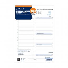 2024 A4 Business napi naptárbetét 1 nap/1 oldal fehér lapos | Filofax