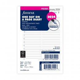 2024 Pocket napi naptárbetét 1 nap/1 oldal fehér | Filofax