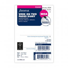 2024 Pocket heti naptárbetét 1 hét/2 oldal fehér | Filofax