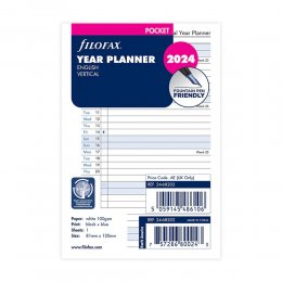 2024 Pocket éves naptárbetét álló fehér | Filofax