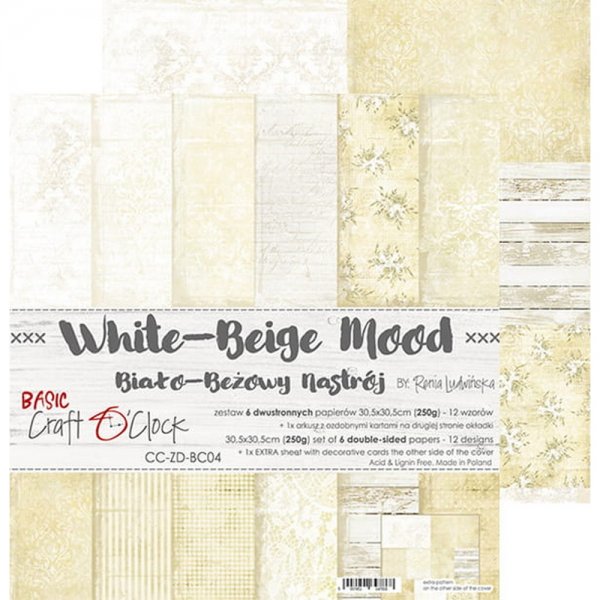 White-Beige Mood | 12" scrapbookpapír készlet