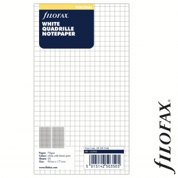 Filofax Jegyzetlapok, Négyzethálós, Personal Fehér