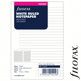 Pocket vonalas jegyzetlap fehér, nagy csomag | Filofax