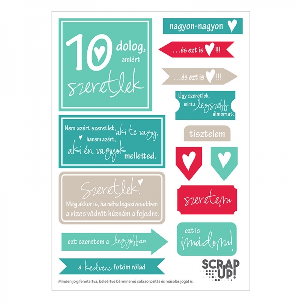 10 dolog, amiért szeretlek | kivágóív – türkiz szürke meggy