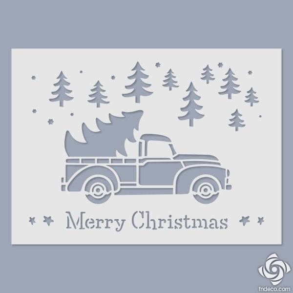 Merry Christmas - teherautós stencil